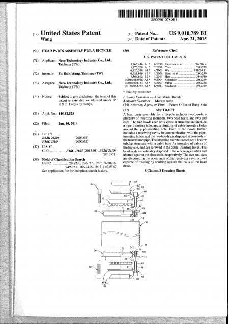 Patente de EE. UU. No. US9010789B1-P2